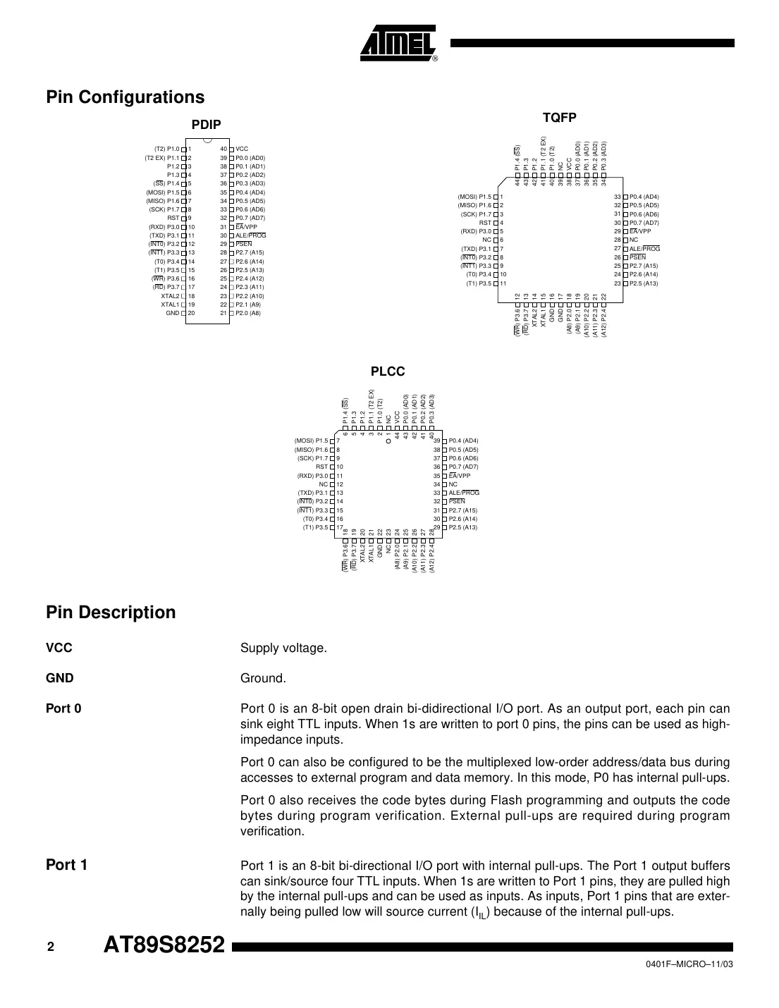 at89s8252 Datasheet Page 2