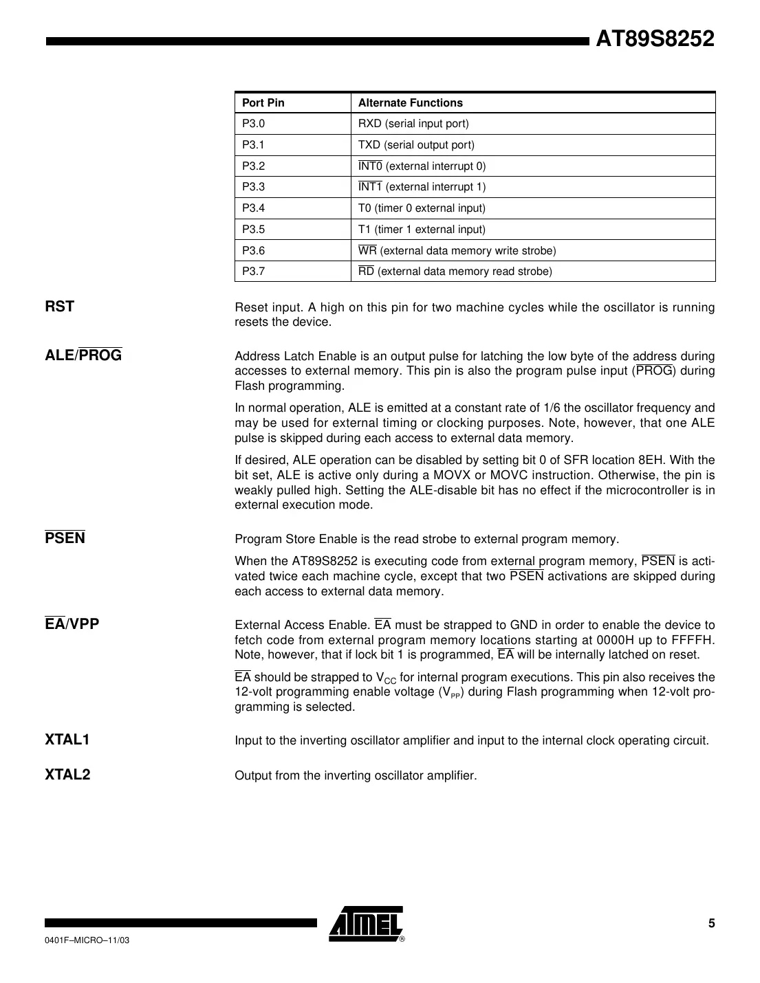 at89s8252 Datasheet Page 5
