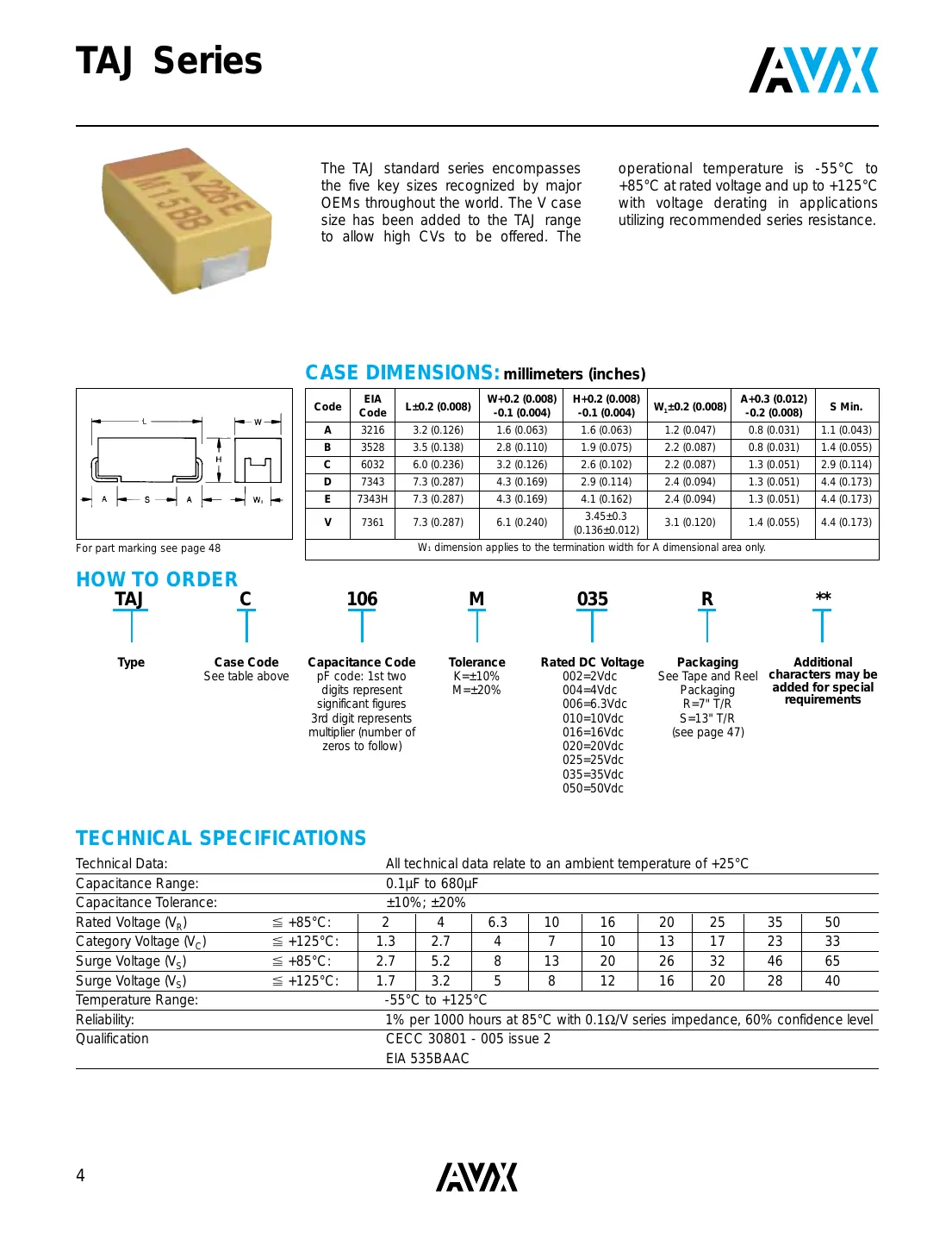 tajc106m035r Datasheet Page 1