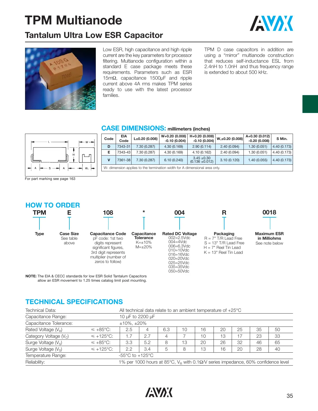 tpme108k004r0018 Datasheet Page 1
