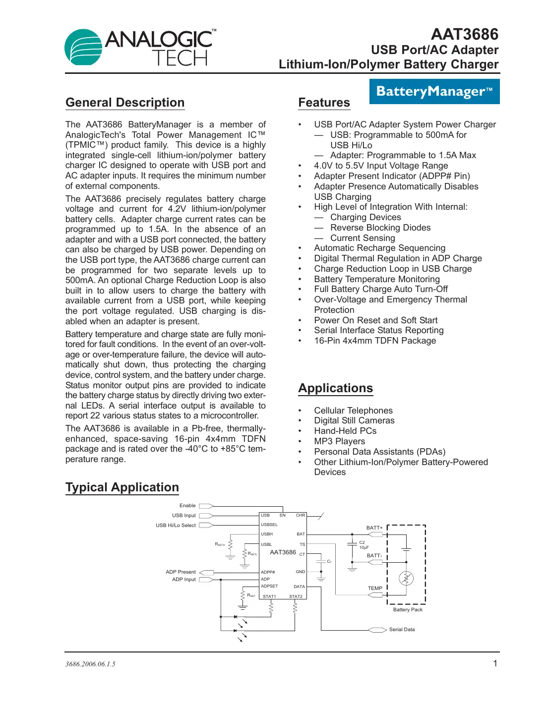 aat3686 Datasheet Page 1