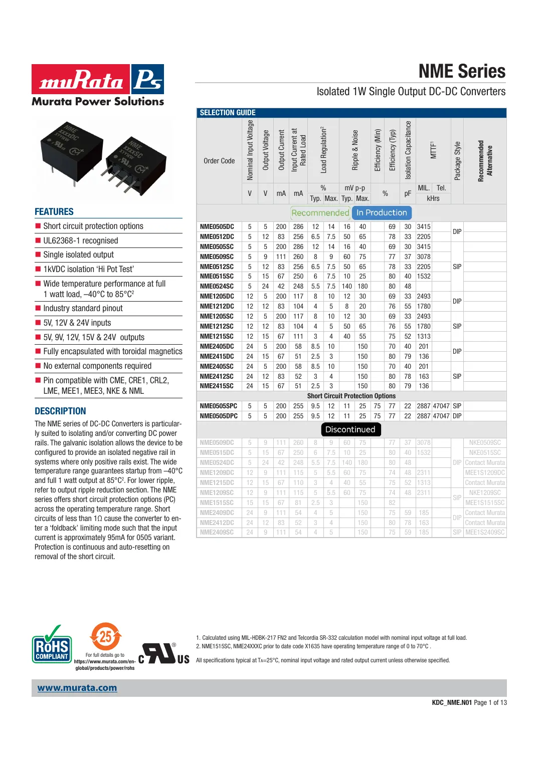 kdc-nme Datasheet Page 1