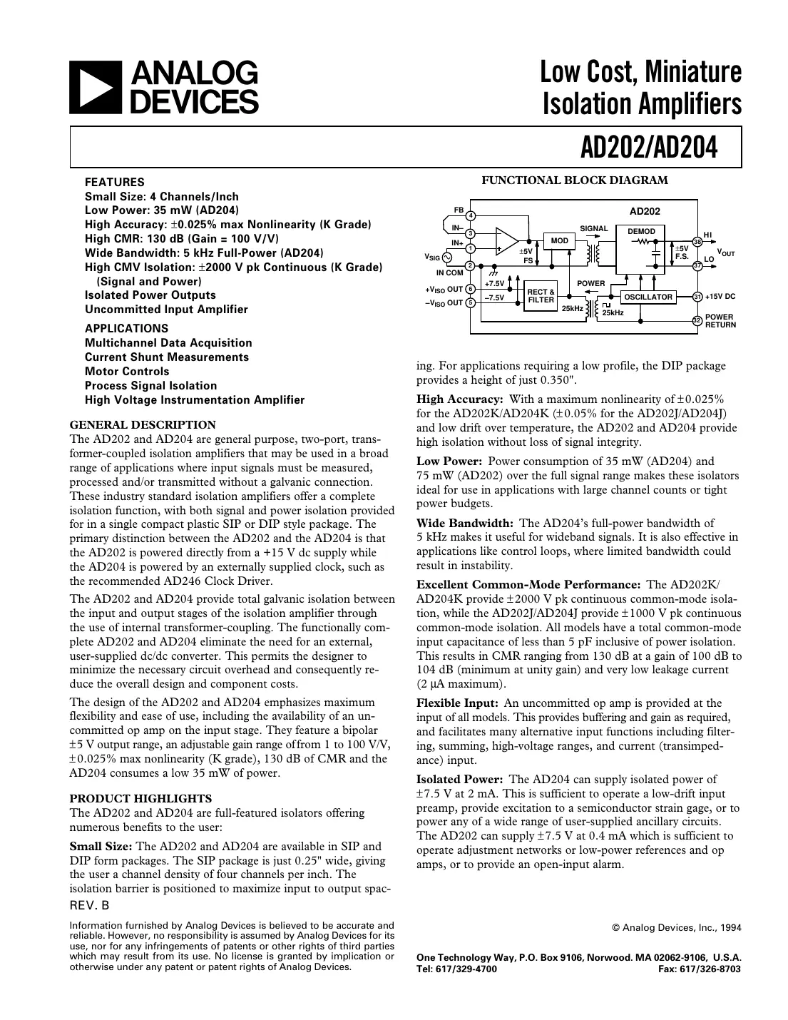 ad202 Datasheet Page 1