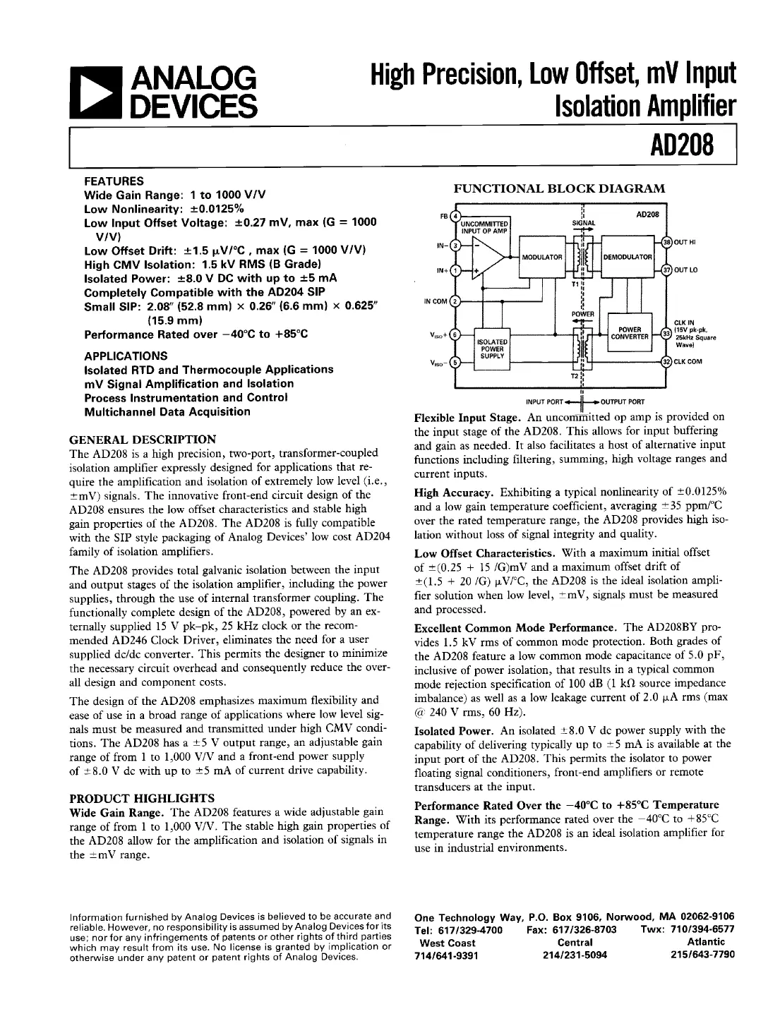 ad208 Datasheet Page 1