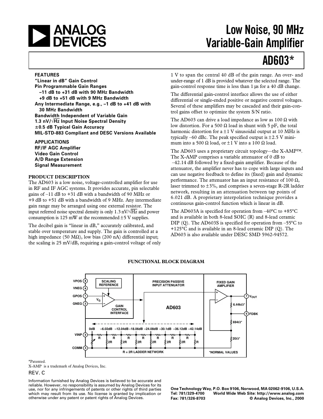 ad603 Datasheet Page 1