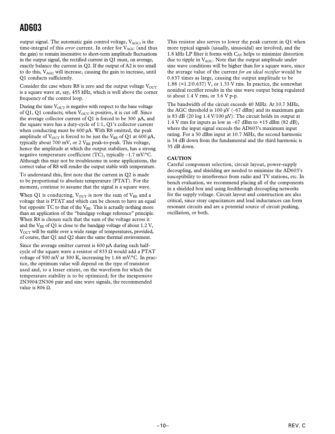 ad603 Datasheet Page 10