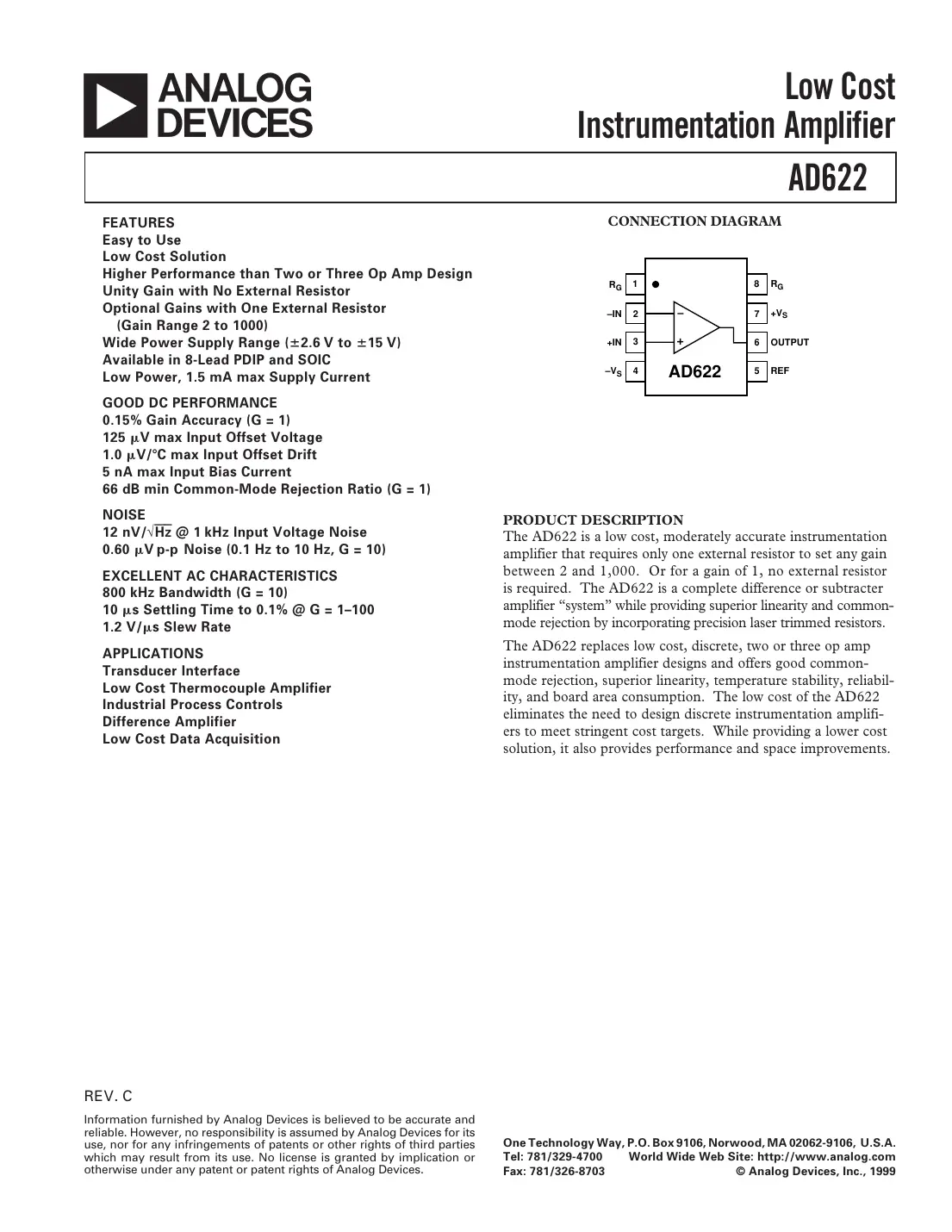 ad622 Datasheet Page 1