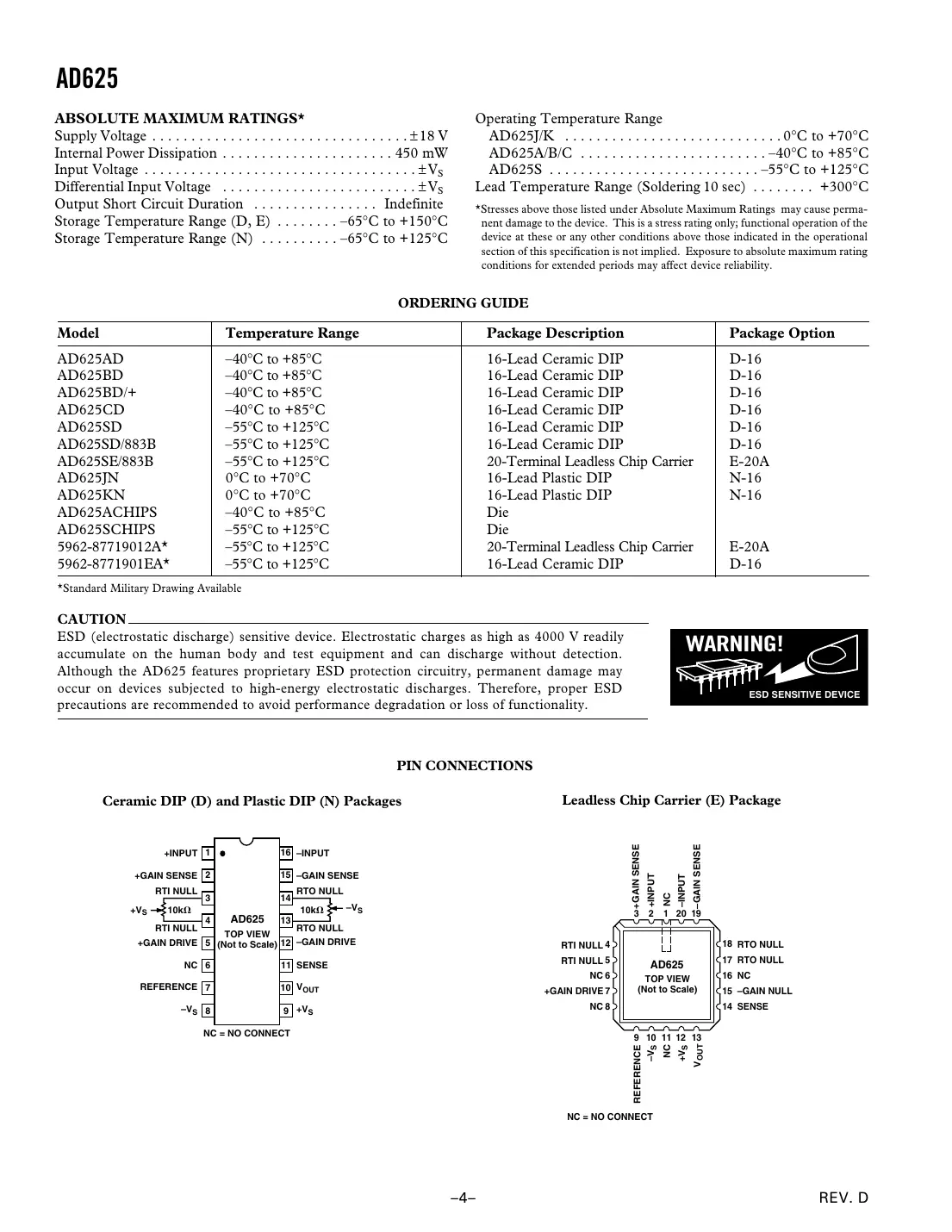 ad625 Datasheet Page 4