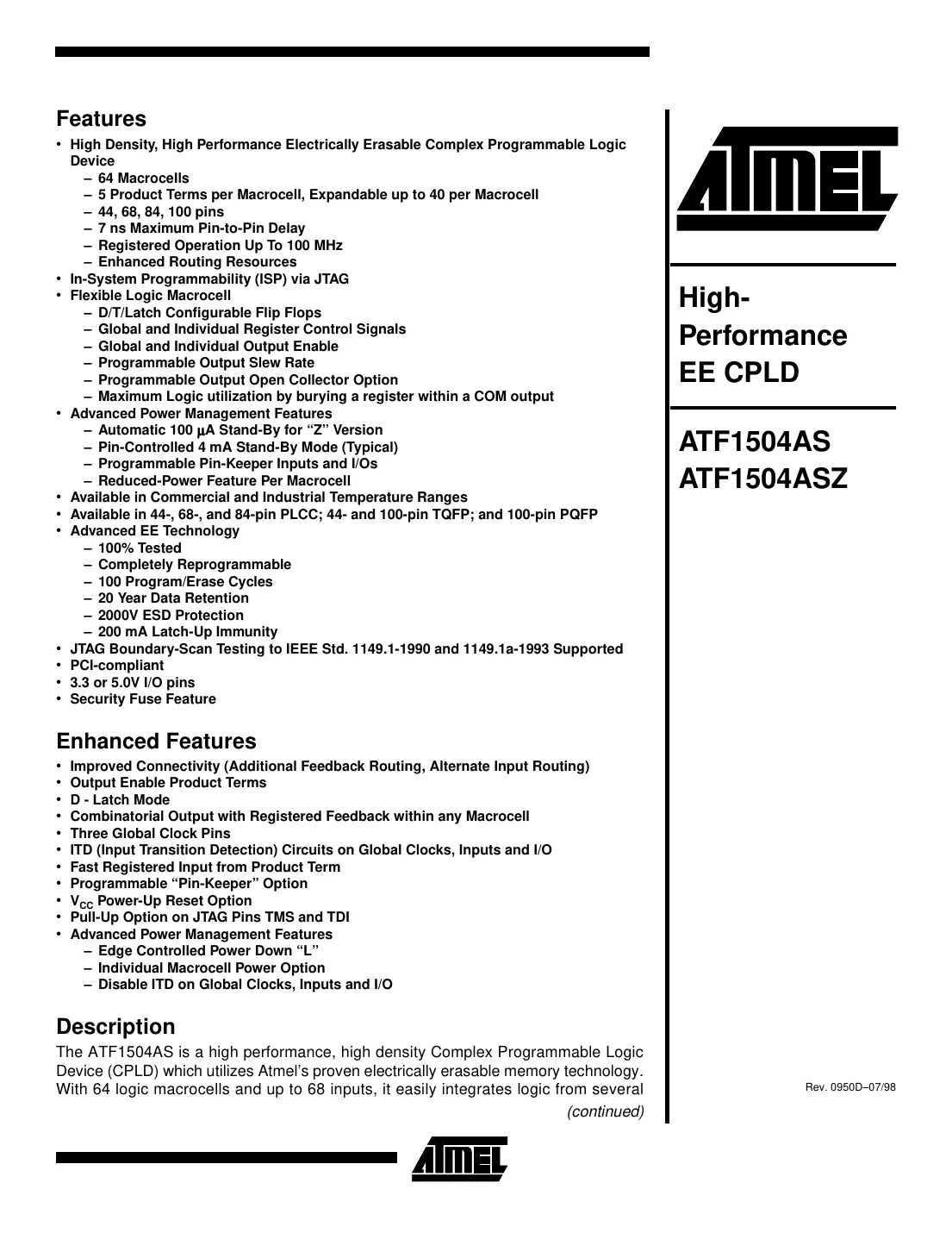 atf1504as Datasheet Page 1