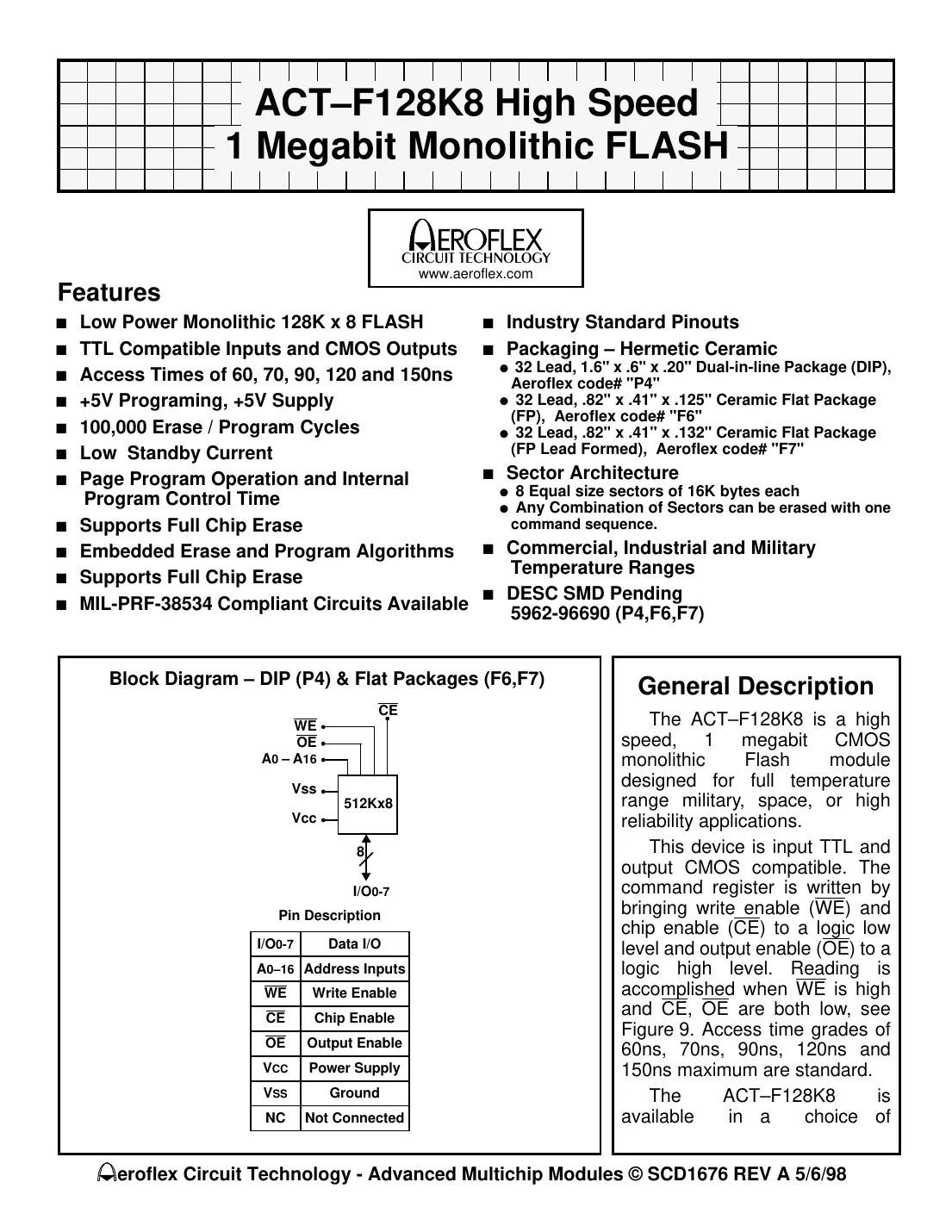 act-f128k8 Datasheet Page 1