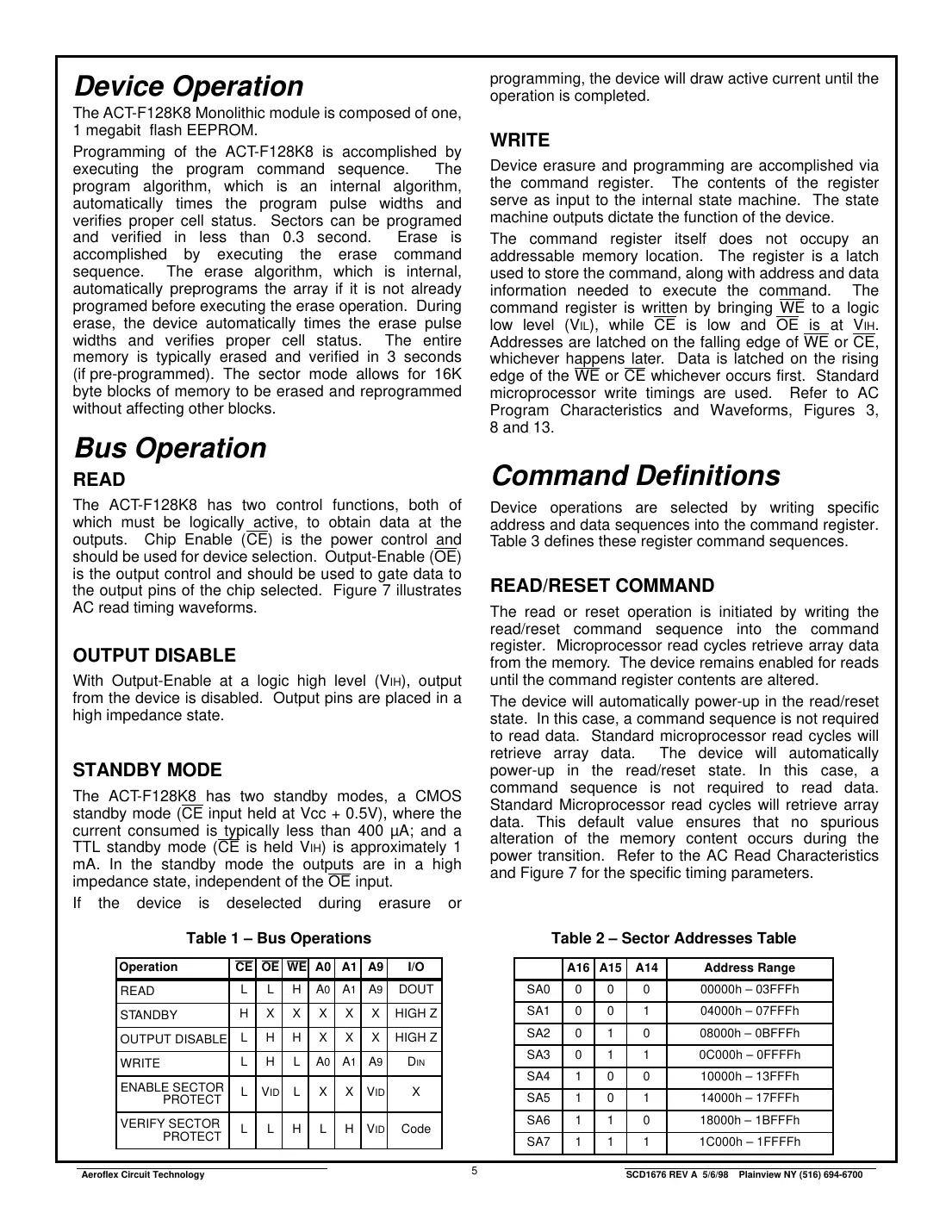 act-f128k8 Datasheet Page 5
