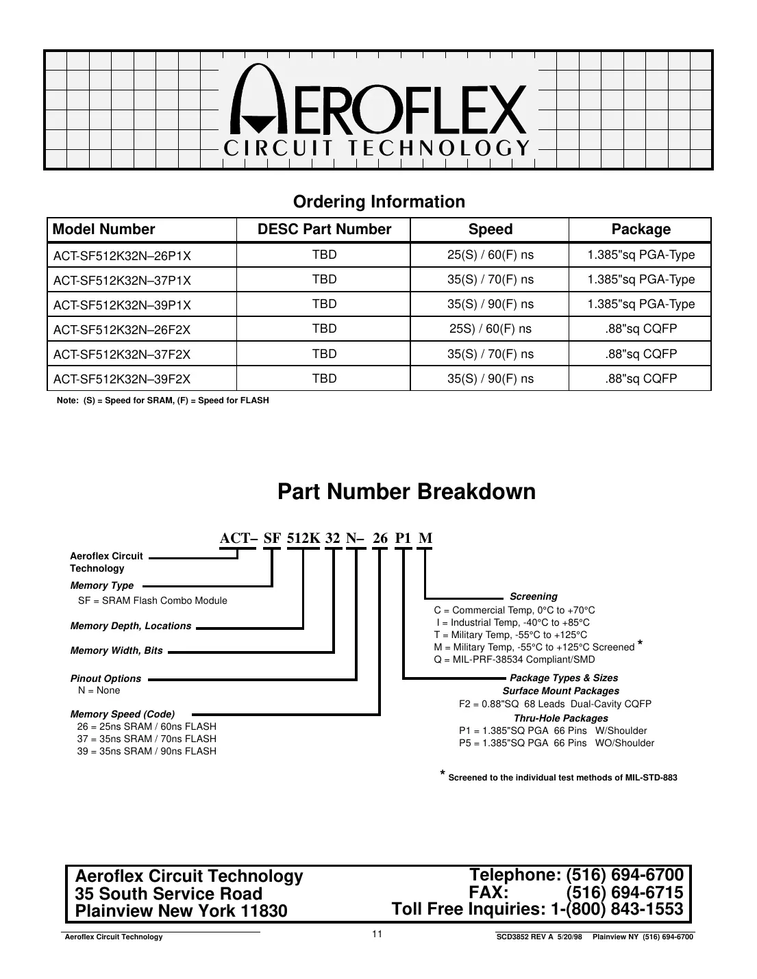 act-sf512k32 Datasheet Page 11