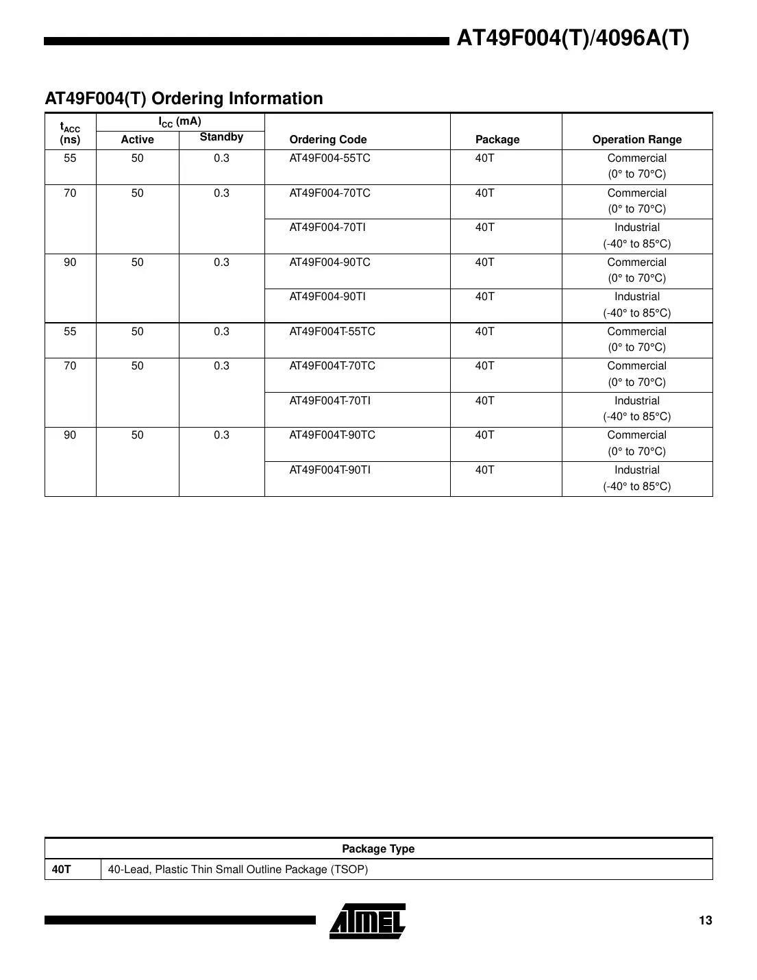 at49f004 Datasheet Page 13