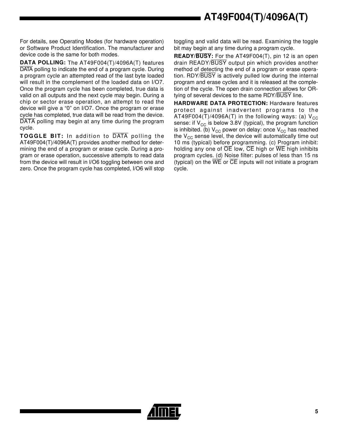 at49f004 Datasheet Page 5