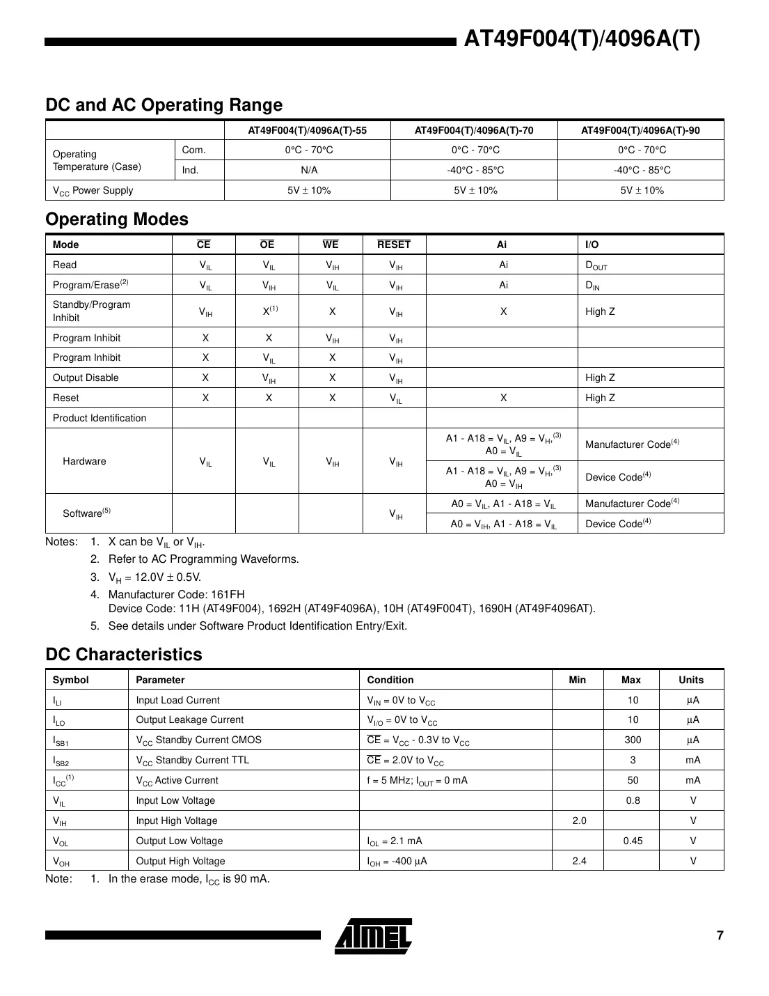 at49f004 Datasheet Page 7