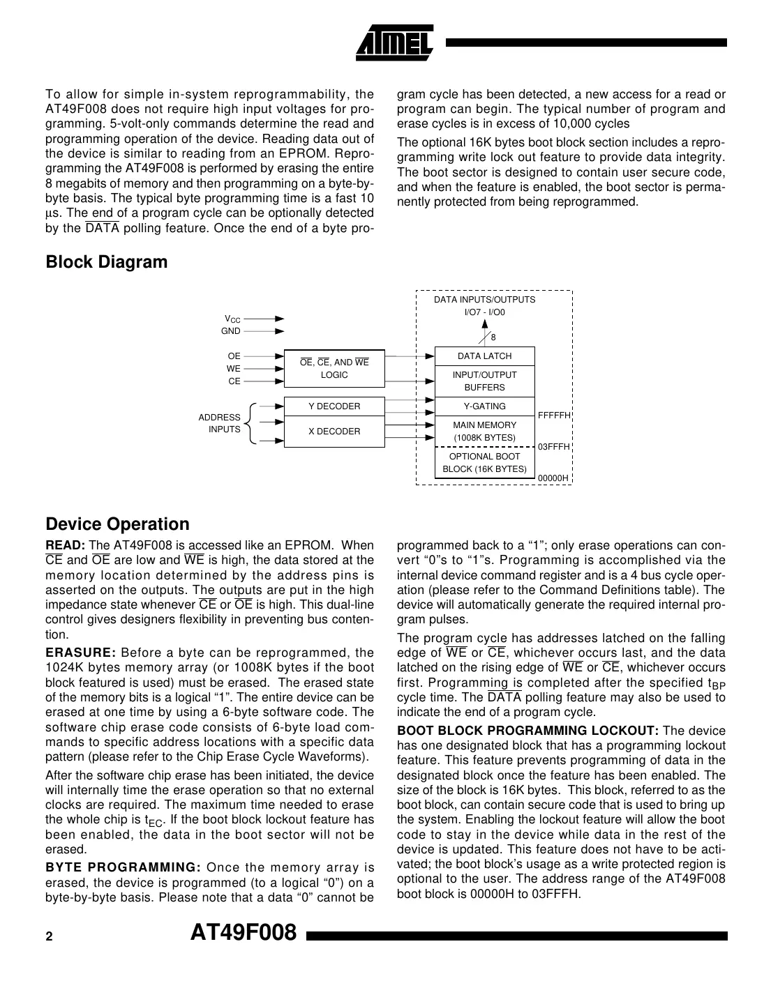 at49f008 Datasheet Page 2
