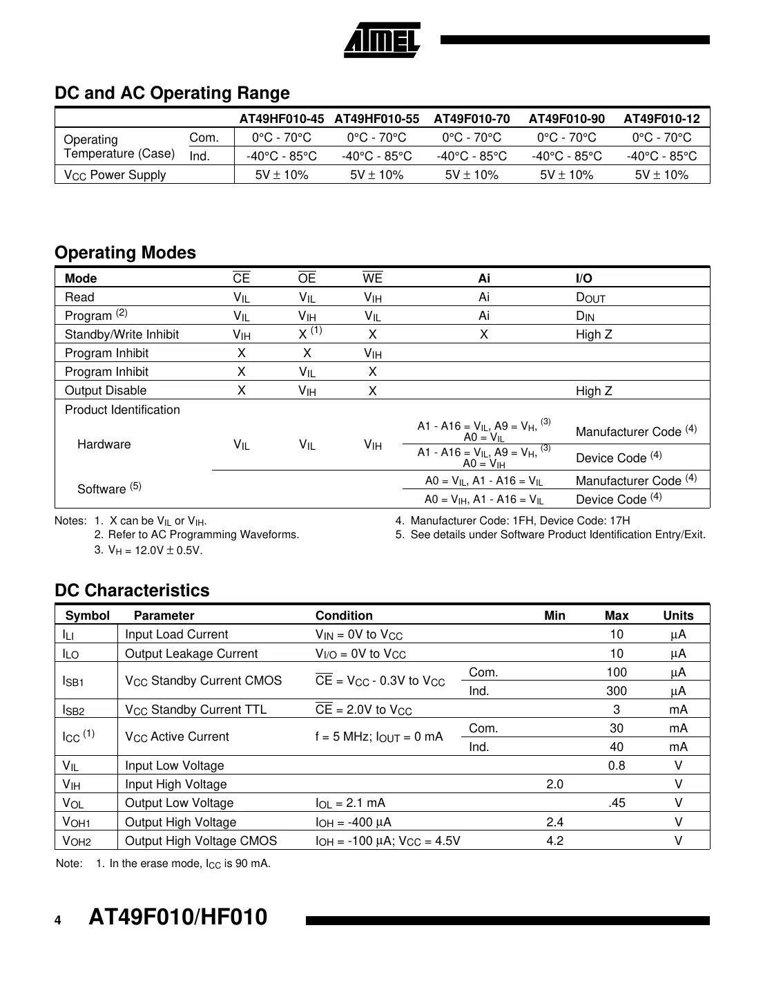 at49f010 Datasheet Page 4