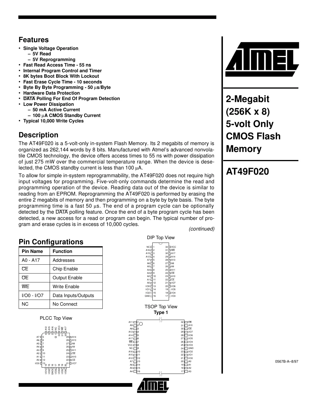 at49f020 Datasheet Page 1