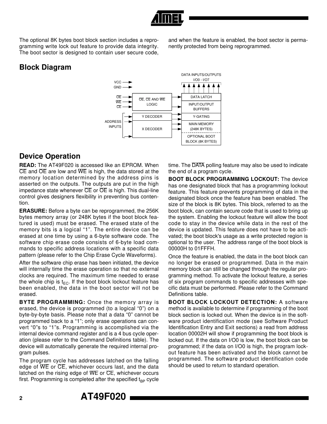 at49f020 Datasheet Page 2