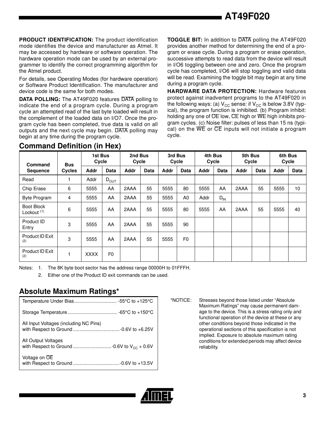 at49f020 Datasheet Page 3