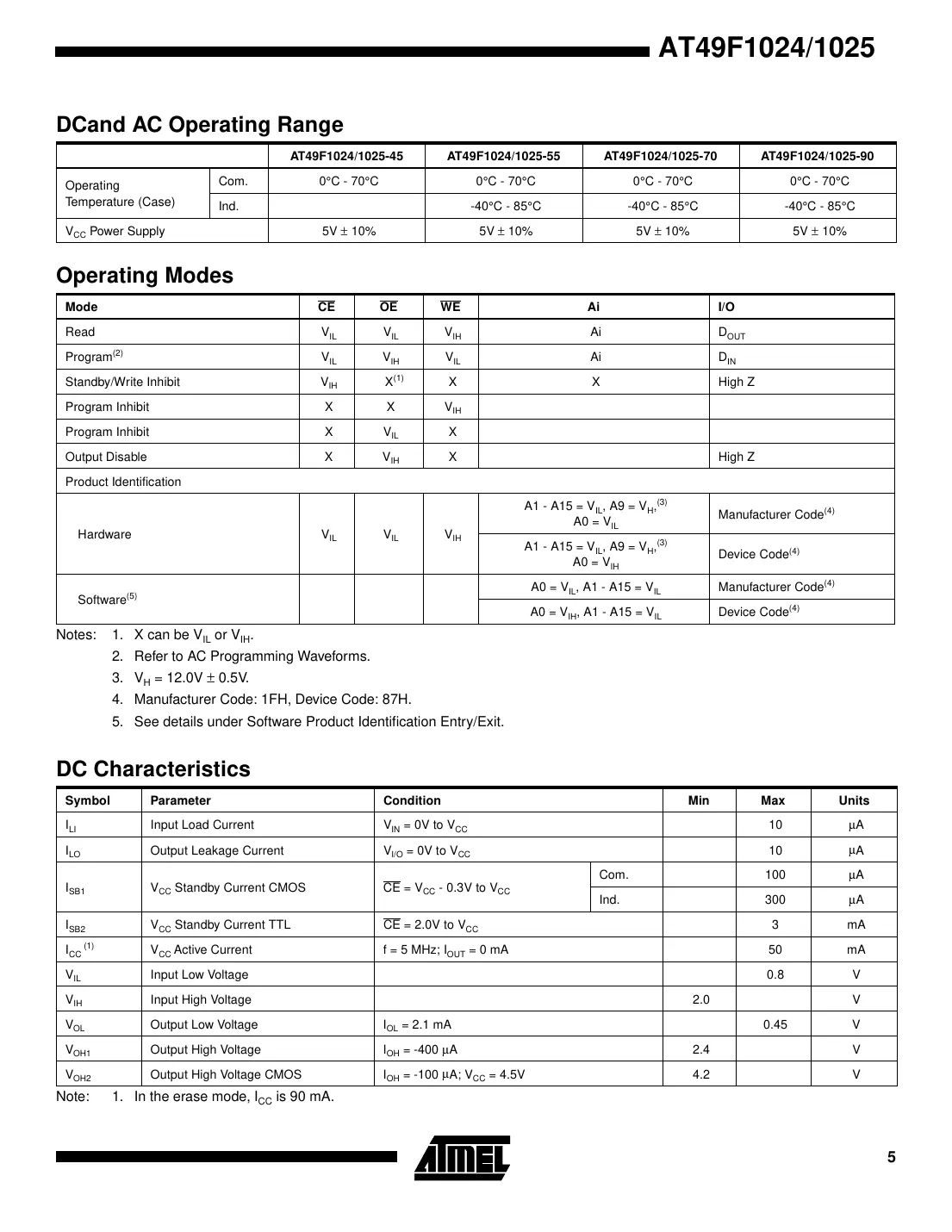 at49f1024 Datasheet Page 5
