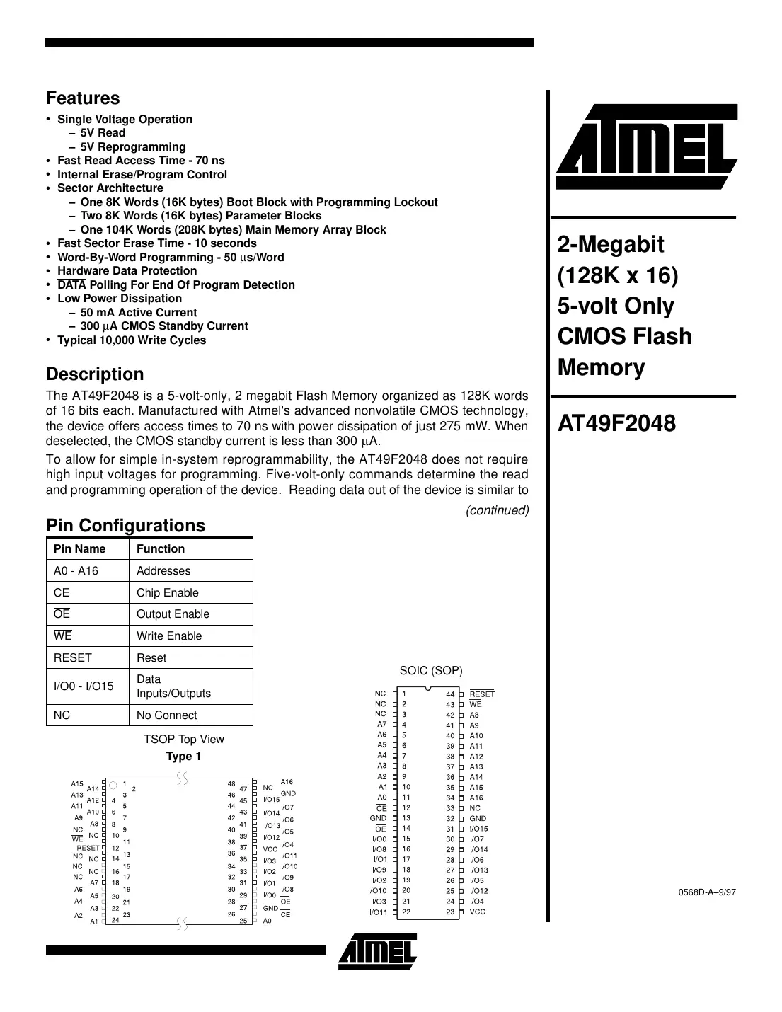 at49f2048 Datasheet Page 1