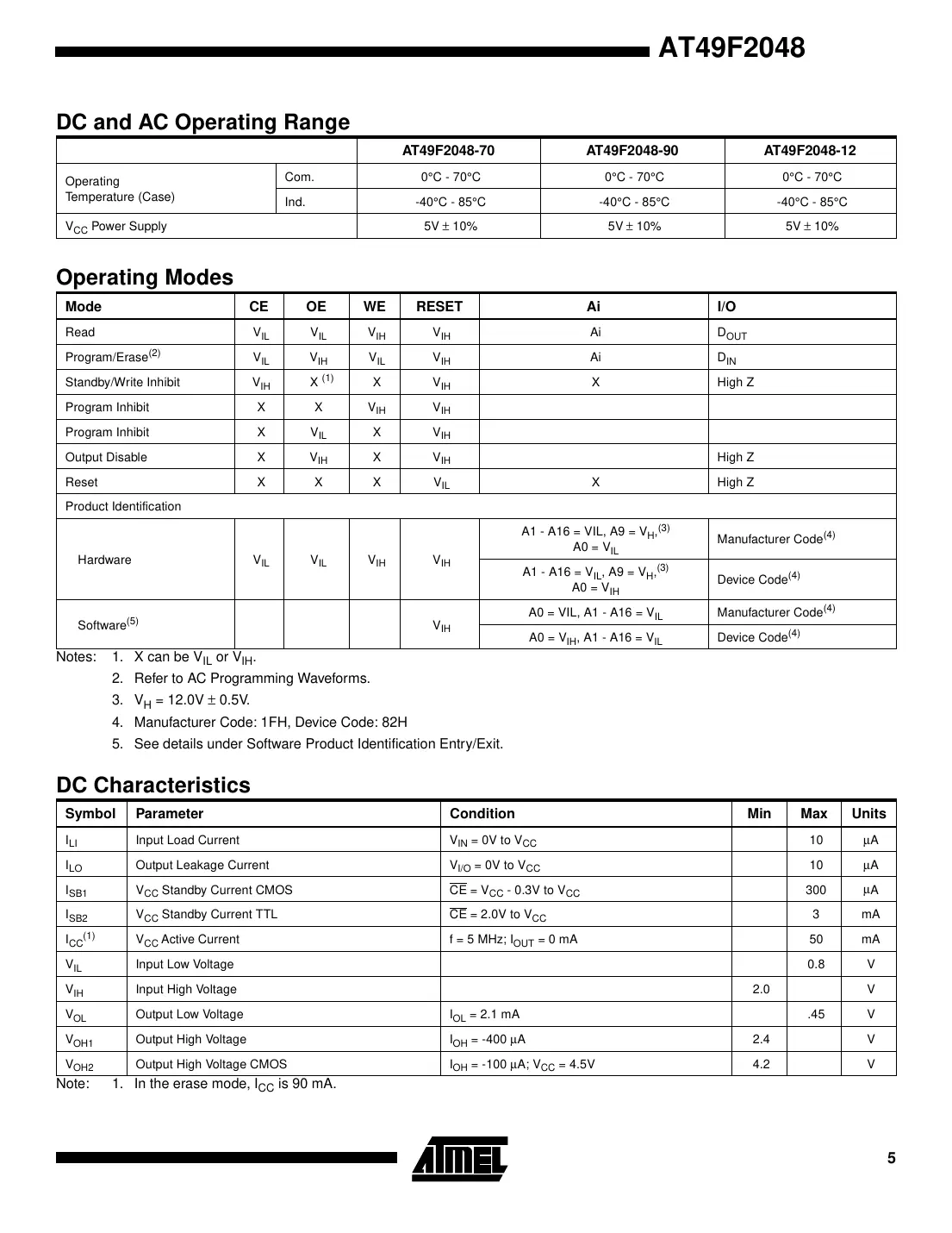 at49f2048 Datasheet Page 5