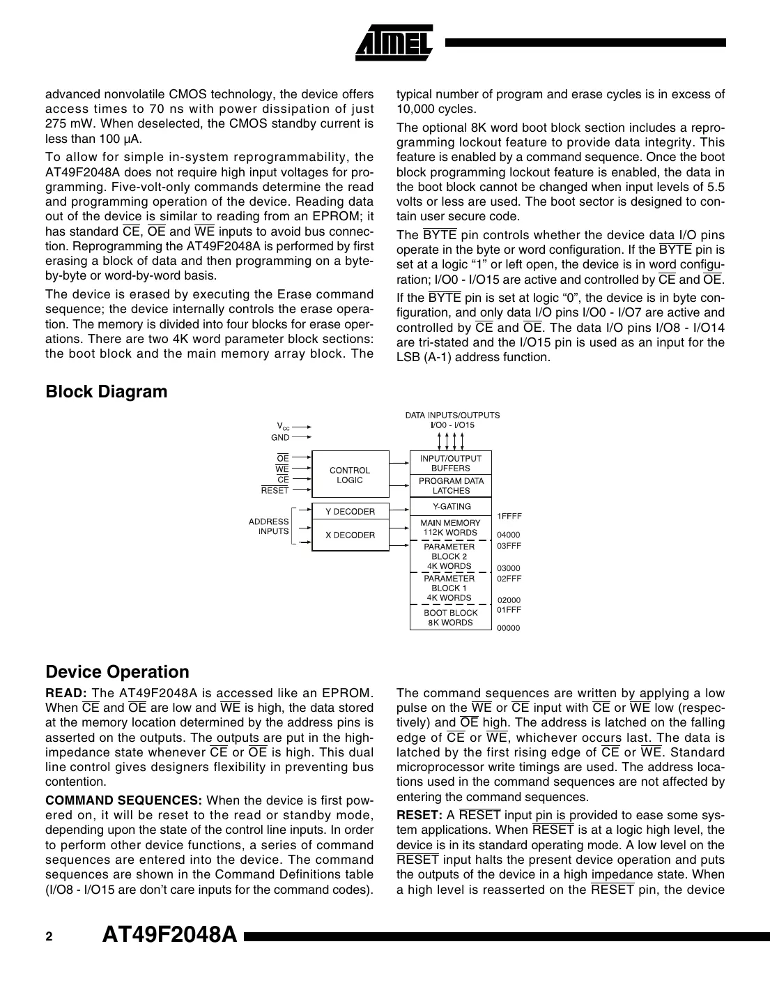 at49f2048a Datasheet Page 2