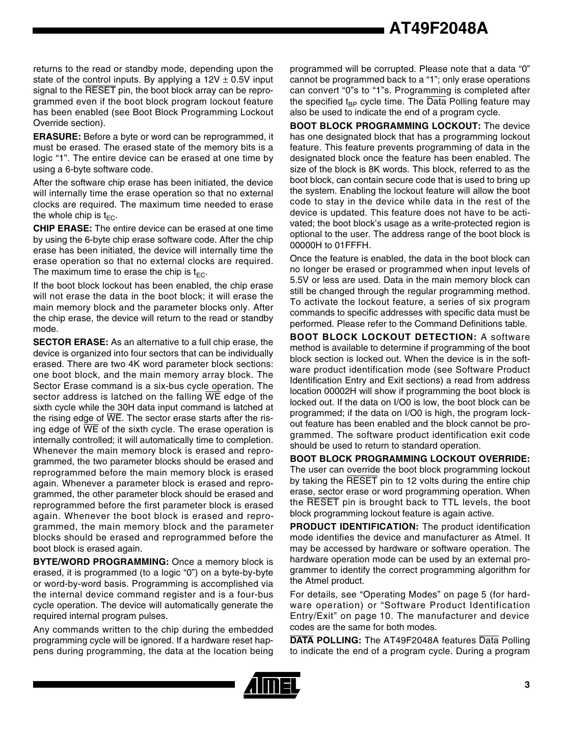 at49f2048a Datasheet Page 3