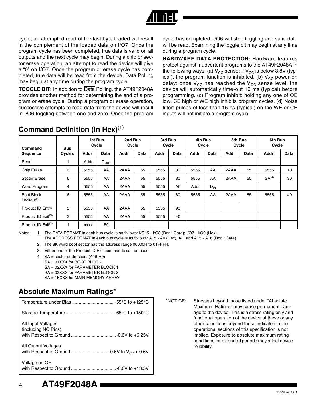 at49f2048a Datasheet Page 4