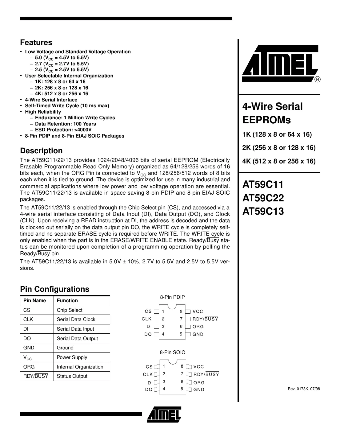 at59c11 Datasheet Page 1