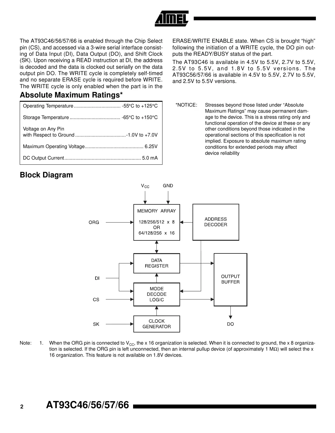 at93c46 Datasheet Page 2