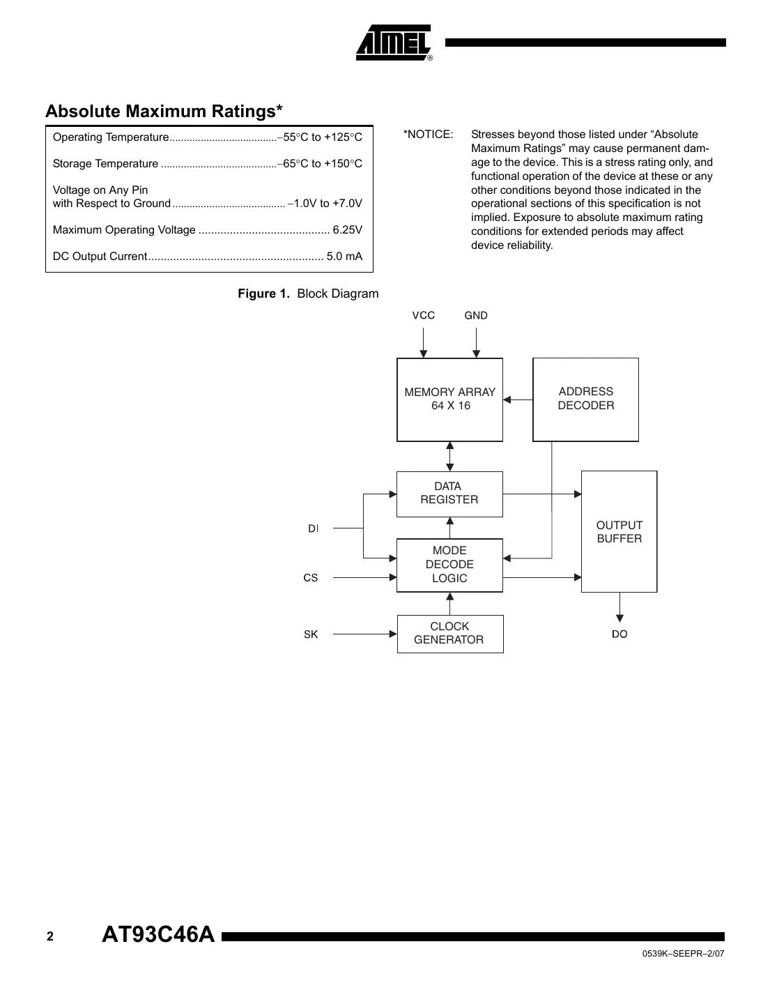 at93c46a Datasheet Page 2