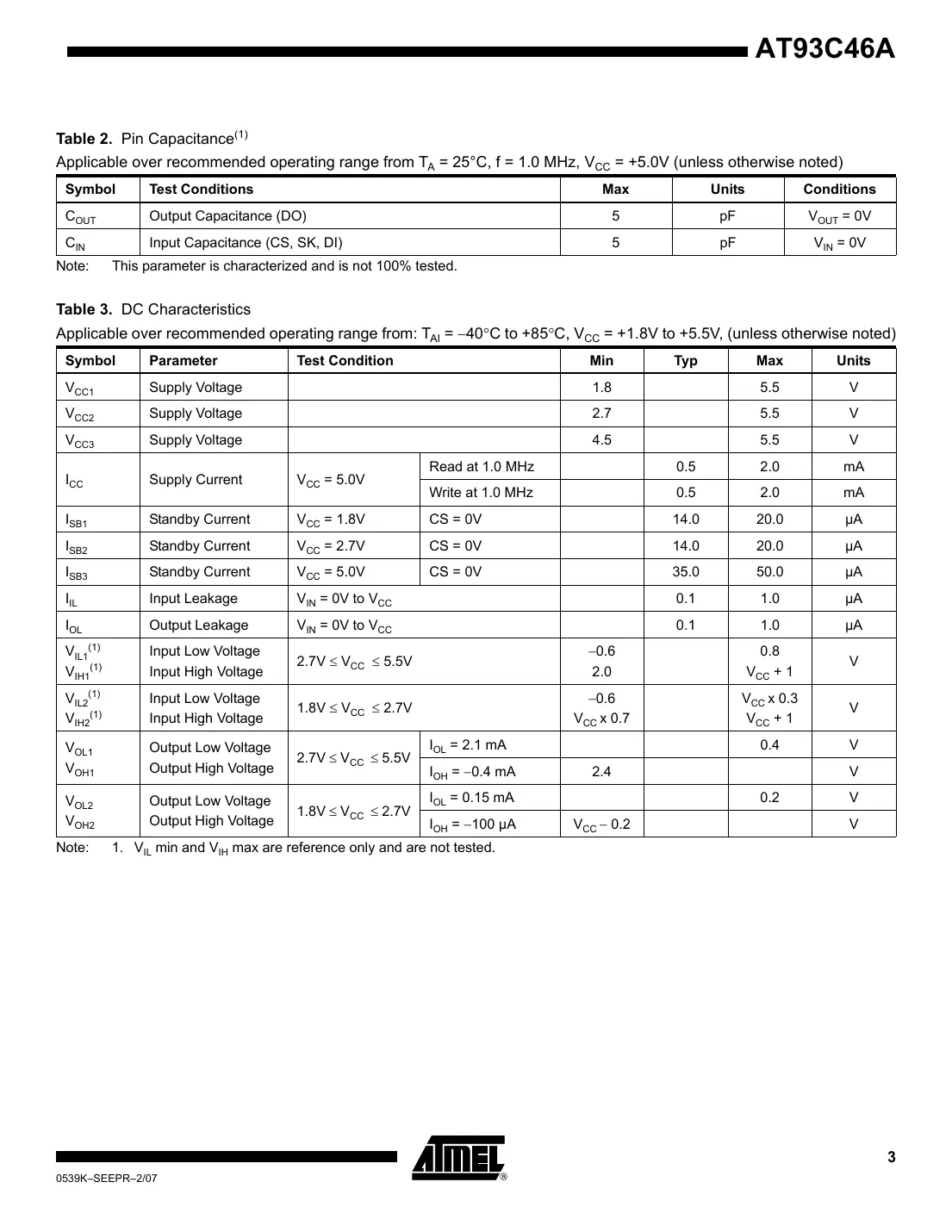 at93c46a Datasheet Page 3