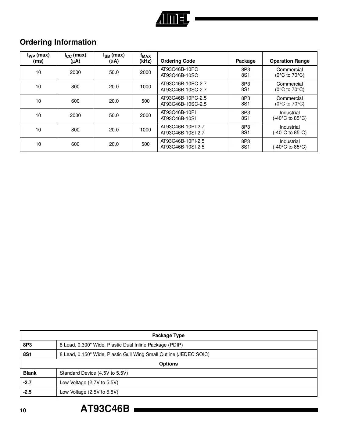 at93c46b Datasheet Page 10