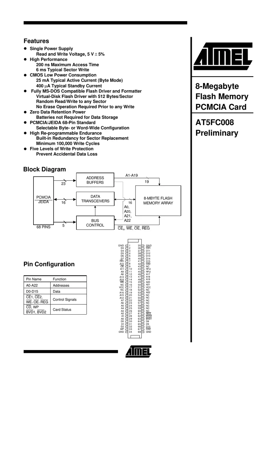 at5fc008 Datasheet Page 1