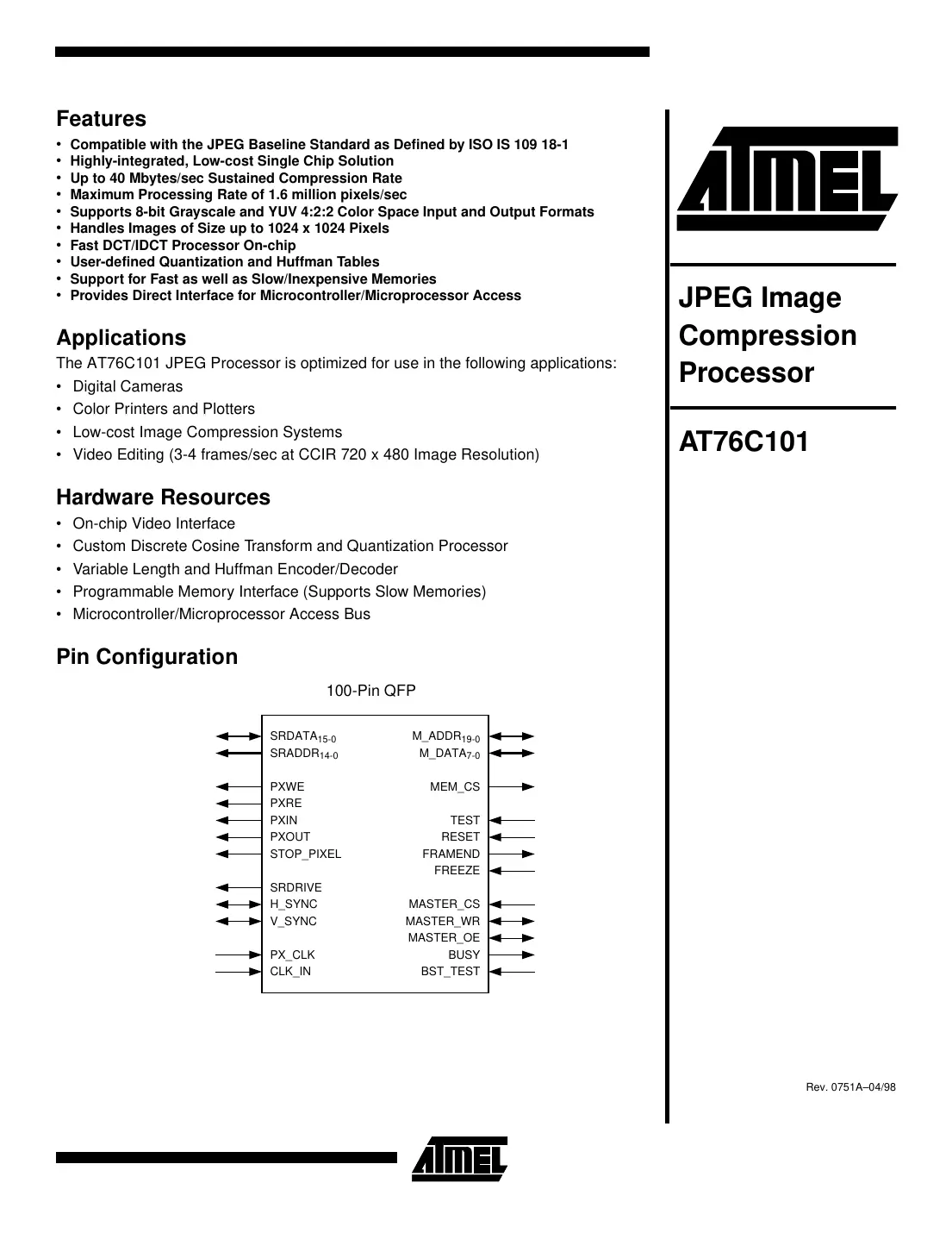 at76c101 Datasheet Page 1