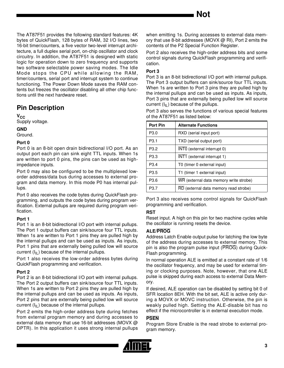 at87f51 Datasheet Page 3