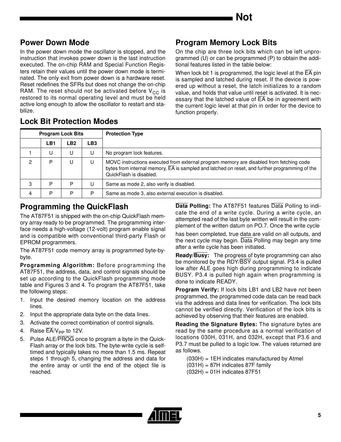 at87f51 Datasheet Page 5