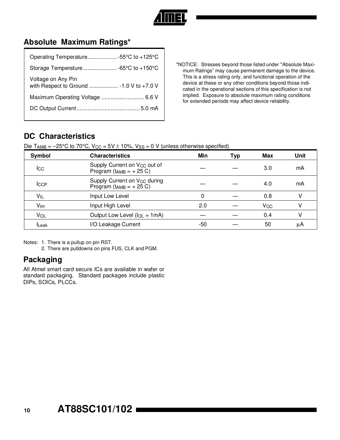 at88sc101 Datasheet Page 10