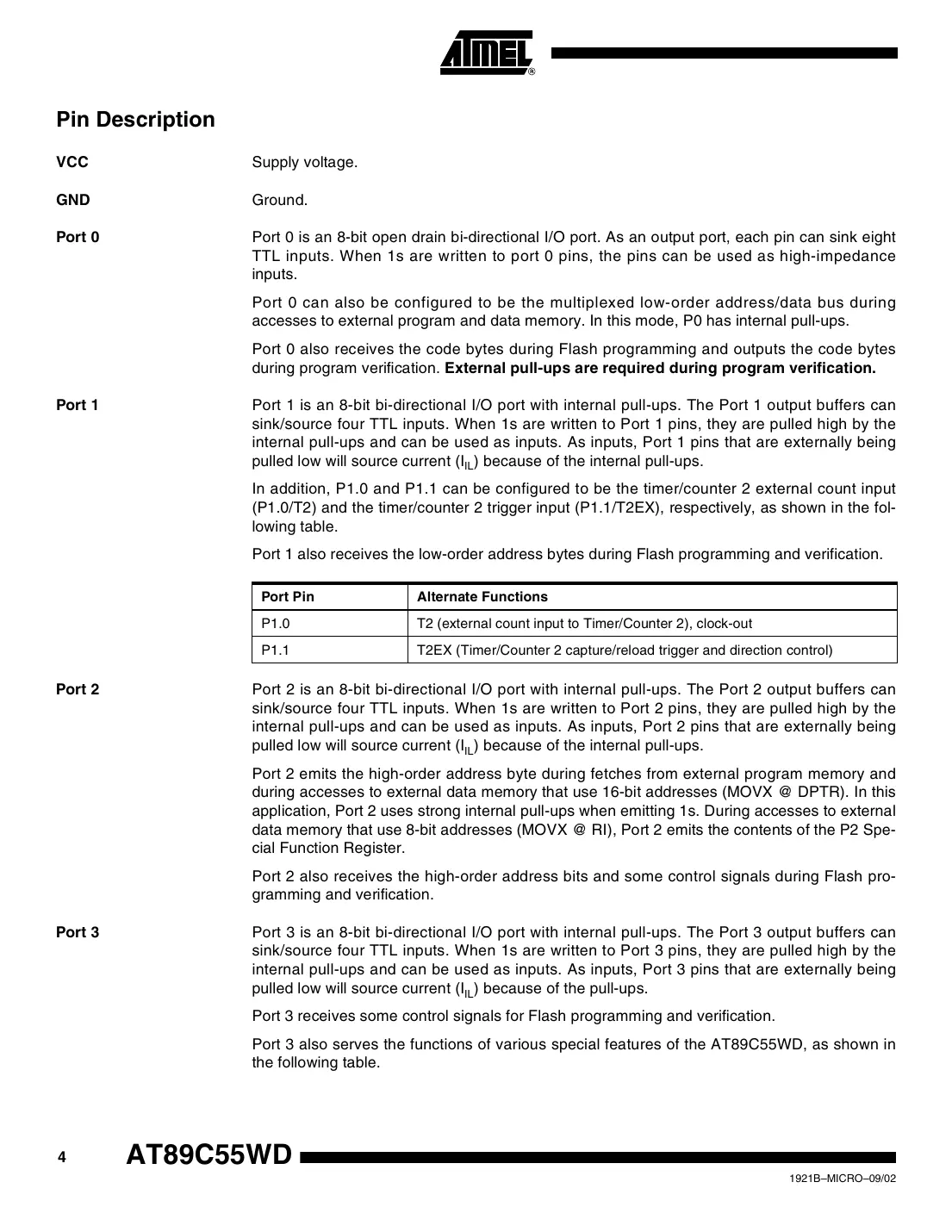 at89c55wd Datasheet Page 4