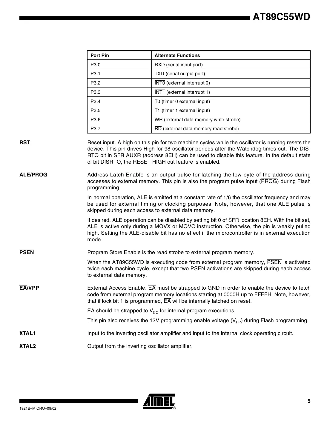 at89c55wd Datasheet Page 5