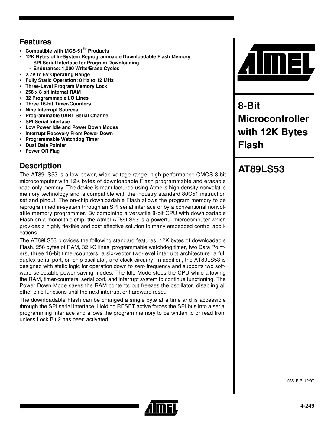 at89ls53 Datasheet Page 1