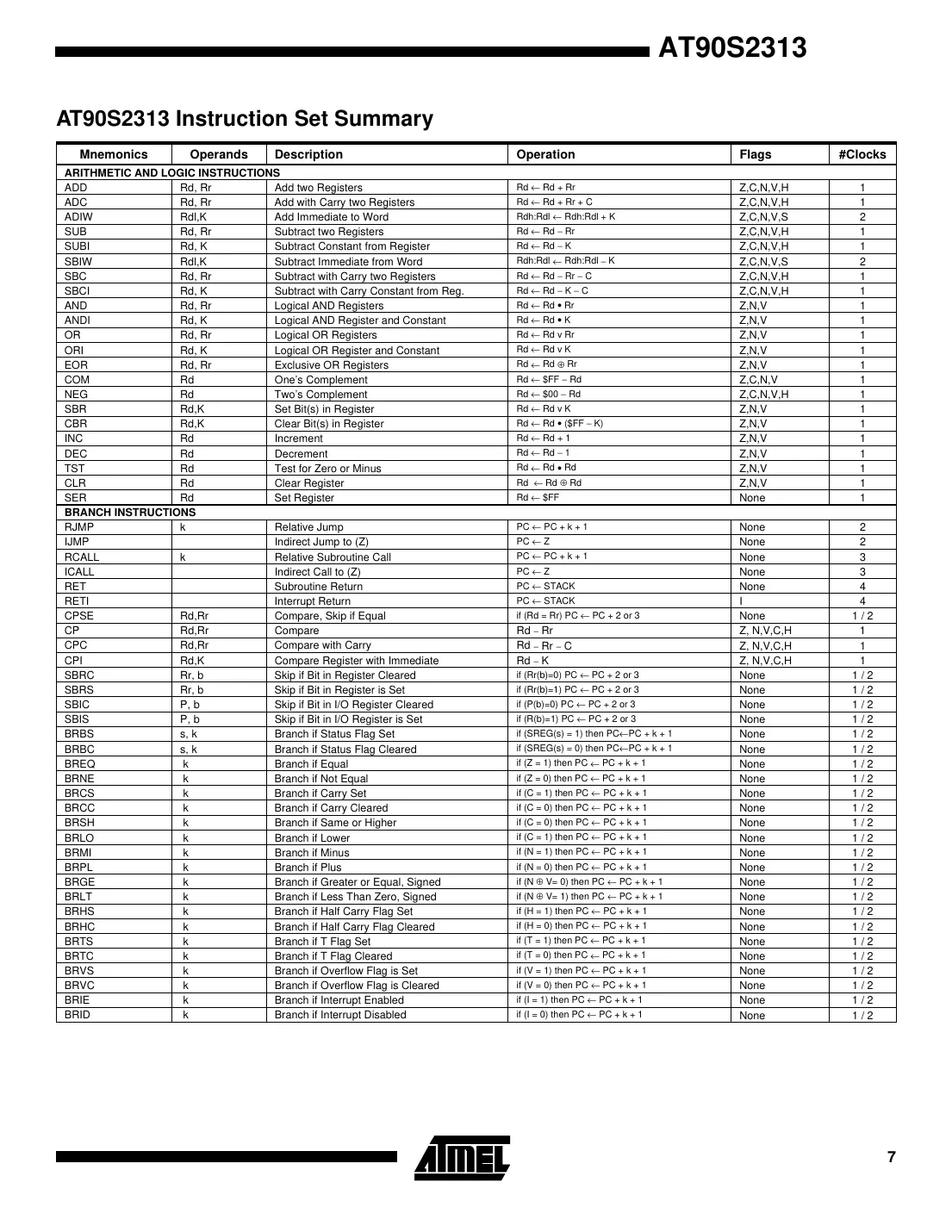 at90s2313 Datasheet Page 7
