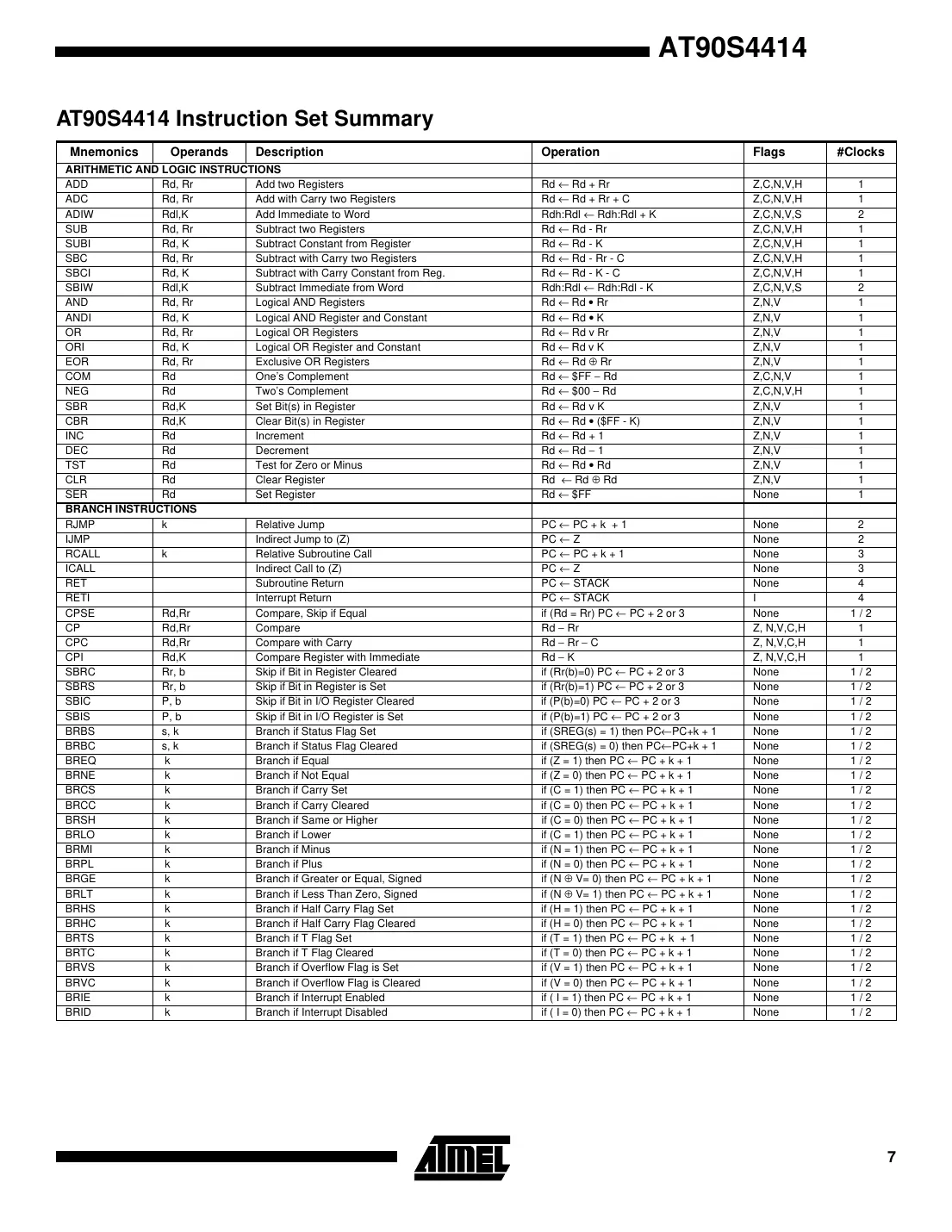at90s4414 Datasheet Page 7