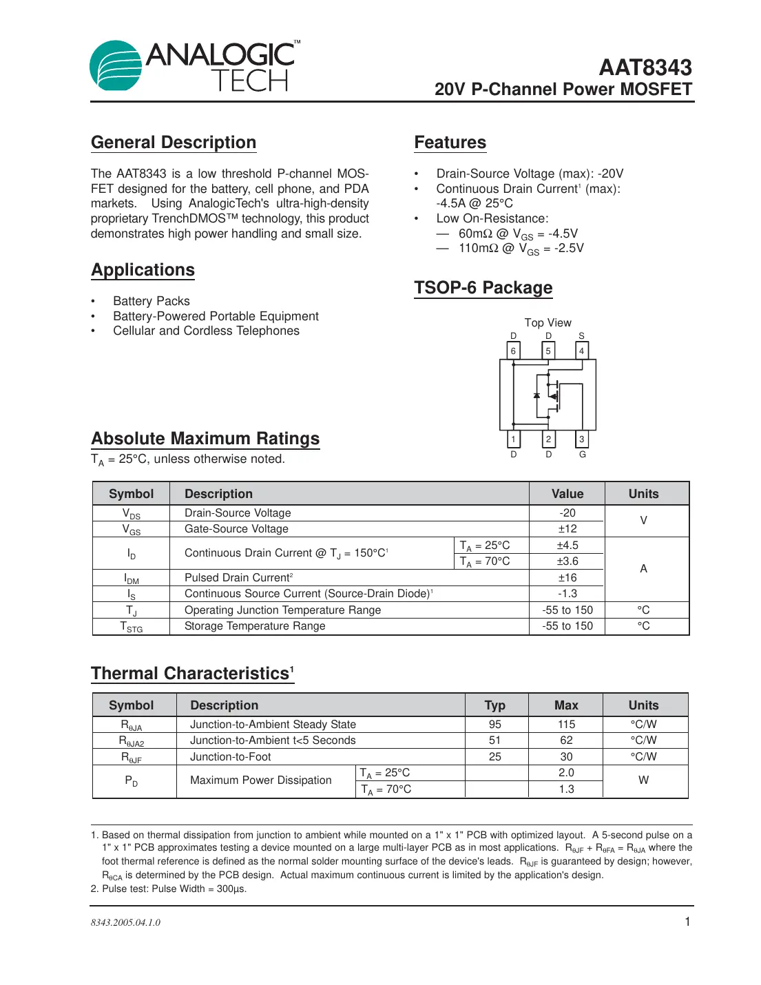 aat8343 Datasheet Page 1