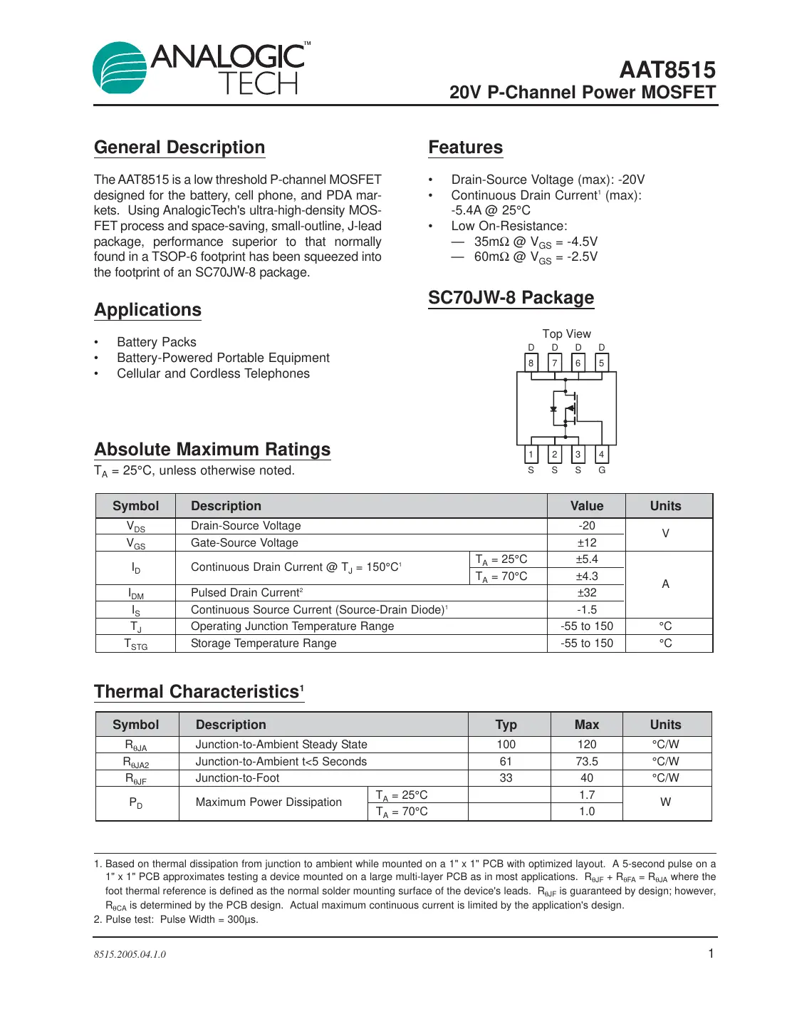 aat8515 Datasheet Page 1
