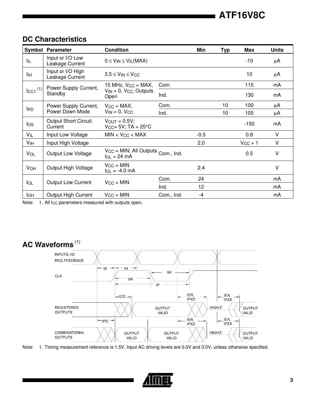 atf16v8c Datasheet Page 3