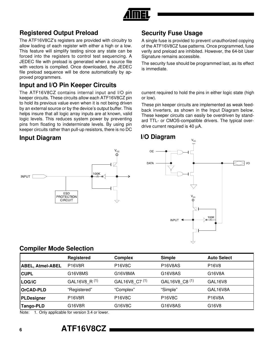 atf16v8cz Datasheet Page 6