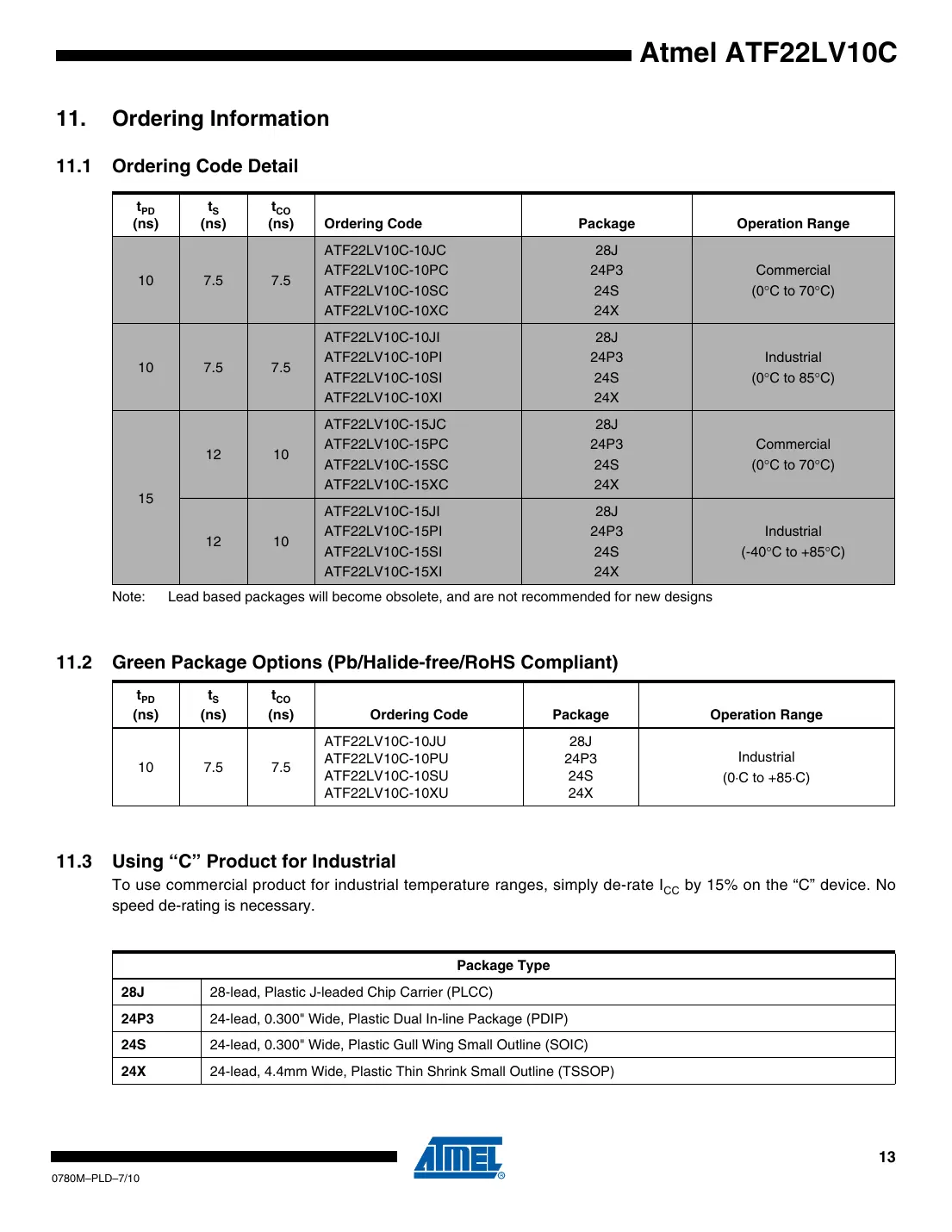 atf22lv10c Datasheet Page 13